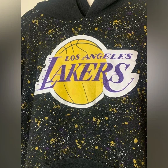 Los Angeles Lakers short sleeve hooded sweatshirt. Mens. NBA. Good condition XXL - Picture 4 of 7